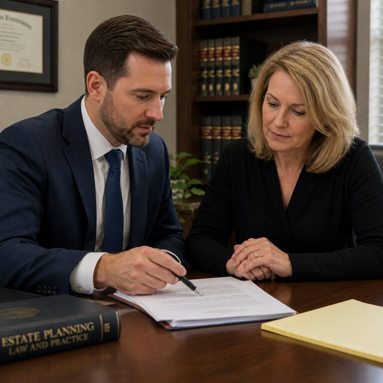 Oklahoma estate planning attorney reviewing documents with a client